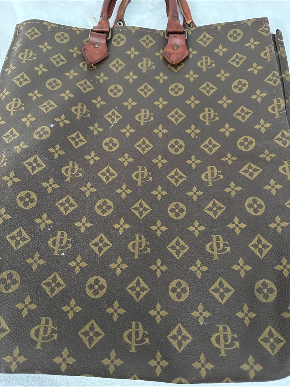 Monogram Pattern Canvas Tote Bag - Brown - Picture 5 of 8